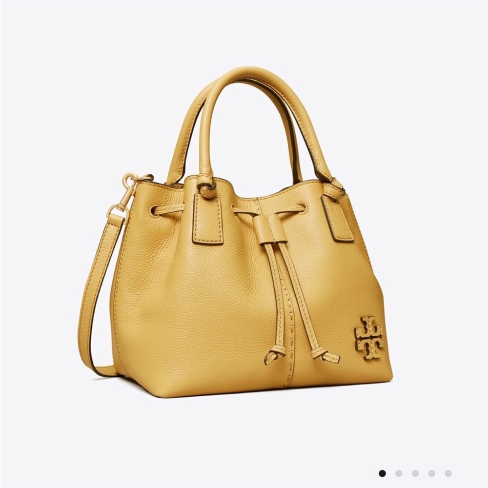 Tory Burch McGraw Small Drawstring Satchel in Bees Wax